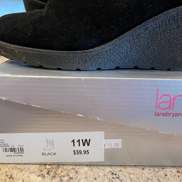 Woman’s booties, man made suede, size 11, like new 3 inch wedge heel - Picture 5 of 6